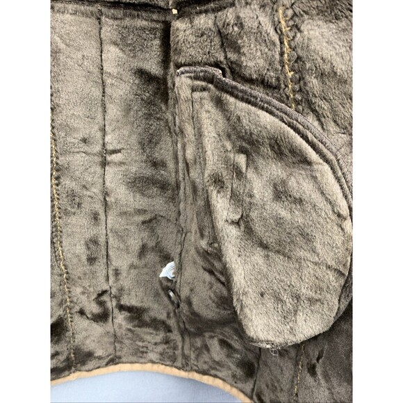 Vintage Women's Gallery Brown Faux Fur Polyester Button Down Long Coat Large - Picture 11 of 16